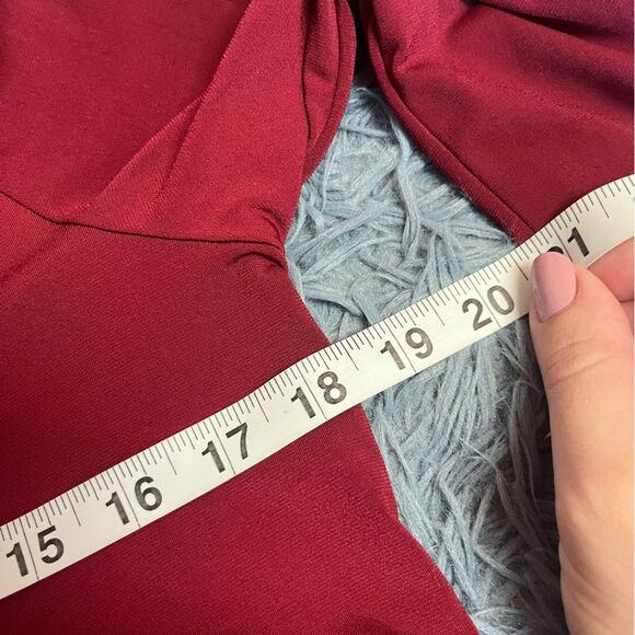 Franne Golde Burgundy Red Slinky Long Sleeve Top Size L - Picture 3 of 5